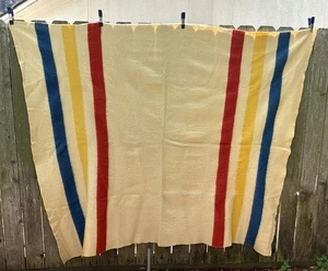 Golden Dawn 100% Wolle Decke Mehrfarbig Streifen JC Penney Luxus Qualität 84x62 - Bild 1 von 7