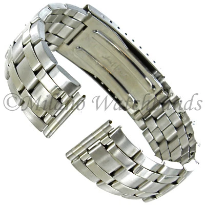 20mm Hirsch Stainless Steel Security Clasp Straight Ends Mens Watch Band 5712 - Image 1 of 4