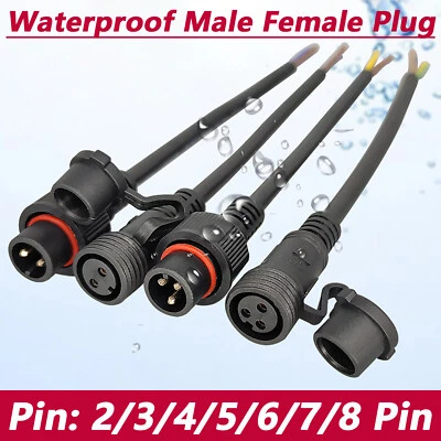 2-8 Pin Waterproof Male Female Plug Electrical Cable Connectors With Dust Cover - image 1 of 4