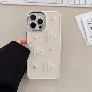 Cute 3D Laser Love Heart Phone Case For Iphone14 Plus plating Lens Protective - Picture 1 of 6