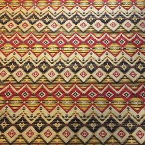 Vtg Nylon Polyester Blend Southwest Style Twin Blanket 68x90 Red Yellow Brown - Picture 1 of 10