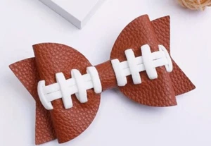 Novelty Hair Bows - Rugby/Football Theme Style - Set Of 2 Bows - Picture 1 of 3