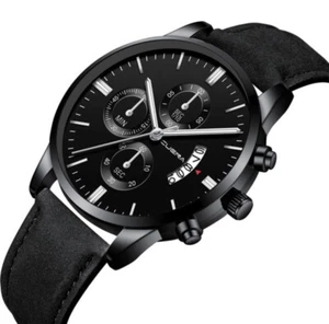 Men's Sport Watch Genuine Leather Strap quartz Wrist Watch Mechanical Watches - Picture 1 of 20