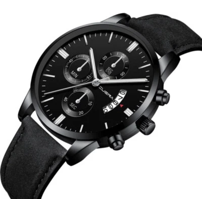 Reloj deportivo para hombre correa de cuero genuino reloj de pulsera de cuarzo relojes mecánicos Foto 1 de 4