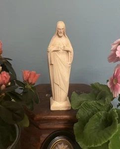 Antique French Sacred Heart of Jesus Christ Statue Art Deco Composition Heavy - Picture 1 of 17