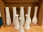 Lot Of 8 Vintage Milk Glass Bud Vases Wedding Shower Decor  8 3/4", 6" Brody CLG