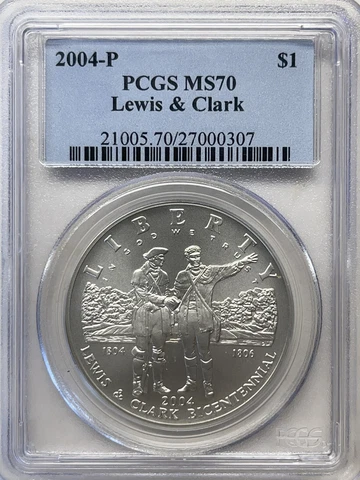 2004-P PCGS MS70 LEWIS & CLARK COMMEMORATIVE SILVER DOLLAR Cover