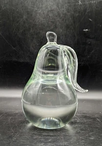 Vintage große klare polnische Kunst Glas Birne Skulptur Figur 8" Handarbeit schwer! - Bild 1 von 14