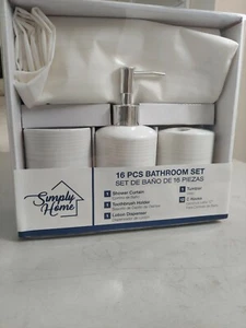 Brand New Simply Home 16 Pieces Bathroom Accessories Set - Picture 1 of 5