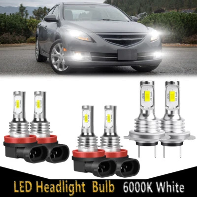 New For Mazda 6 2009-2010 6X Front LED Headlight High Low Beam + Fog Light Bulbs - Image 1 of 4