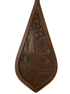 VTG Brazilian Hand Carved Wooden Art Paddle MANACAPURU-AM Cacula Villager - Picture 1 of 7