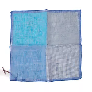 NWT RODA Blue Quadrant Print Lightweight Linen Pocket Square - Picture 1 of 3