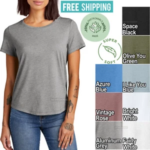 Womens Relaxed Fit Tri Blend T-Shirt Ladies Scoop Neck Super Soft Tee XS-2XL NEW - Picture 1 of 10
