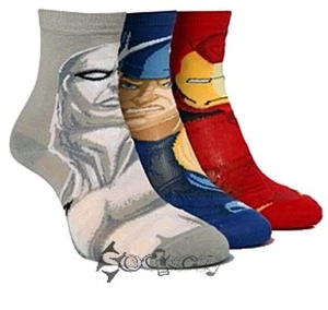 6 Pairs Boys Iron Man Silver Surfer Thor Socks Size 9-6 - Picture 1 of 1