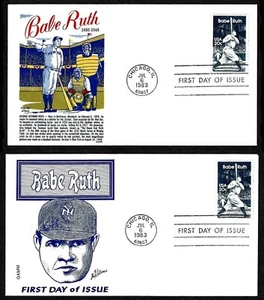 USA, SCOTT # 2046, GAMM SET OF 2 FDC COVERS BASEBALL LEGEND BABE RUTH, YEAR 1983 - Picture 1 of 3