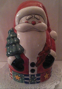 NEW Santa Claus Face/Body Christmas Cookie Jar Ceramic,12"Tall~Base 6 3/4"(wide) - Picture 1 of 8