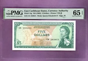 EAST CARIBBEAN STATES CURRENCY ~ (1965) ~ $5 FIVE DOLLAR NOTE ~ PMG 65 EPQ - Picture 1 of 2