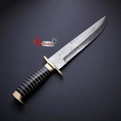 FIXED BLADE KNIFE,HANDMADE DAMASCUS STEEL HUNTING BOWIE KNIFE,HAND FORGED KNIFE - Image 1 of 2