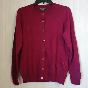 Nicole Miller York Ladies' Metallic Yarn Cardigan Berry Size Medium - Picture 1 of 8