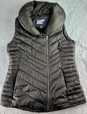 Lands’ End Insulated Plush Lined Vest Women's Sz MP Black Cozy Primaloft Pockets - Image 1 of 4