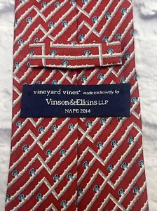 Vineyard Vines Pipelines Krawatte Herren rot Pfeife Vinson & Elkins NAPE 2014 USA Seide - Bild 1 von 6
