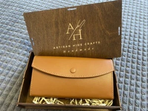 Handgefertigte braune Leder Damen Geldbörse - 9 Kartenfächer, Münzfach, Geschenkbox. - Bild 1 von 19