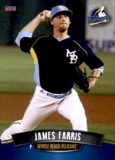 2016 Myrtle Beach Pelicans Choice 13 James Farris Columbus Ohio OH Baseball Card