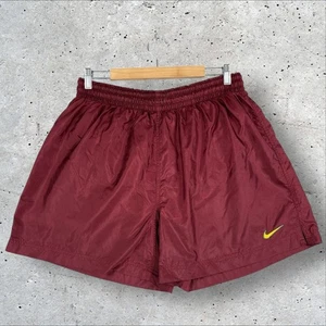 Vintage Nike Shorts Men’s Size XL Burgundy Nylon Lined White Tag 90s Logo - Picture 1 of 10