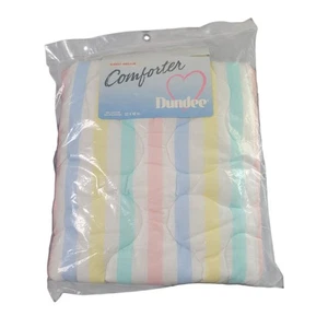 Vintage Dundee Kinderbettdecke leicht unregelmäßig Pastell Streifen & Tupfen - Bild 1 von 4