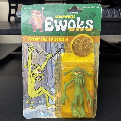 Figura de acción Kenner Star Wars Ewoks Dulok Scout con moneda 1985 nueva sellada Foto 1 de 2