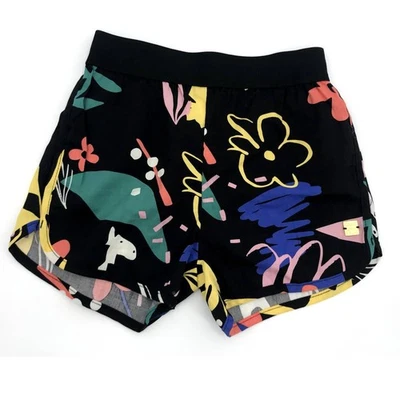 Deux Par Deux Girls Black Abstract Graphic Print Shorts Size 7 - Image 1 of 4
