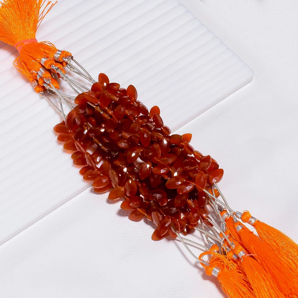 Cuentas facetadas con forma de marquesa de piedras preciosas de cornalina 12X5X4 mm hilo 4" UGB-864 Foto 1 de 4