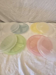 Microwave Divided Plates With Vented Lids Set of 4 Assorted Colors - Picture 1 of 13