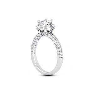2 1/4 CT G VS1 Princess Cut Natural Certified Diamonds 14k Gold Halo Accent Ring - Picture 1 of 3