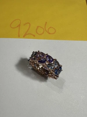Preowned Bomb Party Size 7 Ring BP Full Wrap Teardrops Blue/Purple Rose Gold Pl - Image 1 of 4