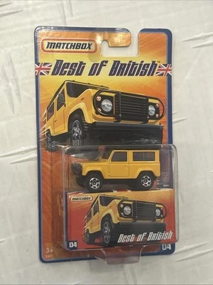 Matchbox Best of British 2006 #04 (Land Rover) Defender 90 (tarjeta blister) amarillo Foto 1 de 4