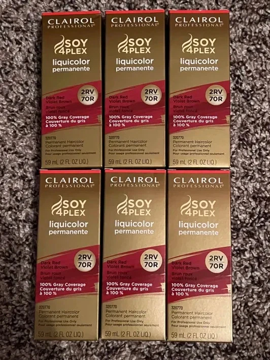 Paquete de 6 CLAIROL, Soy4plex, Liquicolor Permanente 2RV/70R rojo oscuro, 2 fl oz Foto 1 de 1
