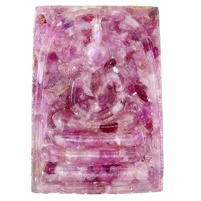 Figura tailandesa hecha a mano Gautama Buda estatua rubí rojo natural 30,30 quilates 30x21 mm gema Foto 1 de 4