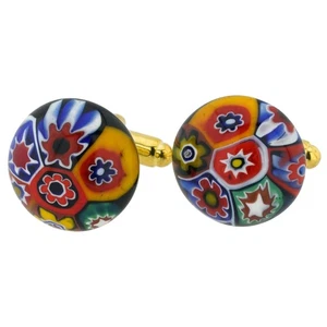 Gemelos de vidrio italiano GlassOfVenice Murano Millefiori para hombre - Imagen 1 de 3