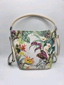 Dana Buchman Floral Bucket Crossbody Shoulder Bag Medium Faux Leather Tropical - Picture 1 of 10
