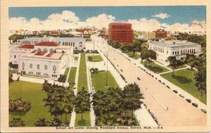 Postcard Michigan Detroit Art Center Woodward Ave. MINT 1940s - Picture 1 of 1