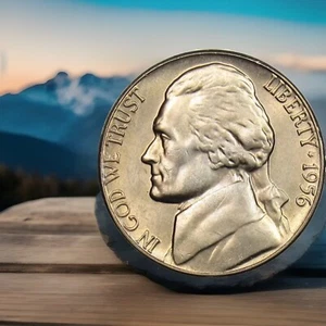 1956-P Jefferson Nickel Stempelglanz UNC aus Originalrolle kostenloser Versand mit Sendungsverfolgung - Bild 1 von 5