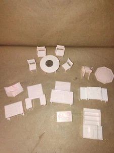 Lot Vintage Superior Dollhouse Furniture Miniature Set Pink 1960s Retro Vtg Toys - Picture 1 of 8
