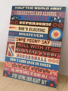 Oasis Wall Art Poster Canvas Music Song Titles Unframed 30x45cm Indie Britpop - Picture 1 of 2