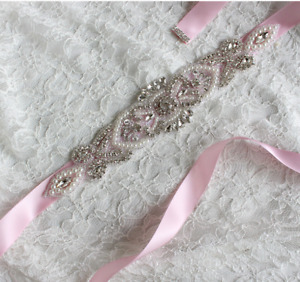 Vintage Crystal Bridal Sash Rhinestone Pearl Beaded Wedding Dress Belt Luxury
