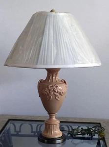 Vintage Mid Century Urn Tan Ceramic Table / Desk Lamp Bronze Base               - Picture 1 of 11