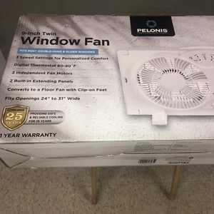 PELONIS 9" Digital Twin Window Fan, 3-Speed, Expandable, 2 Fan Motors, FW23-8HS - Picture 1 of 4