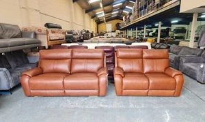 Ex-display La-z-boy brown leather electric recliner 3+2 seater sofas - Picture 1 of 19