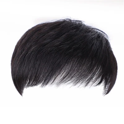 Men's 100% Real Human Hair Topper Toupee Clip Hairpiece Top Short Natural Wig - Image 1 of 4