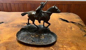 SALE Antique Austrian Peter Tereszczuk Bronze Polo Sculpture Tray - Picture 1 of 9